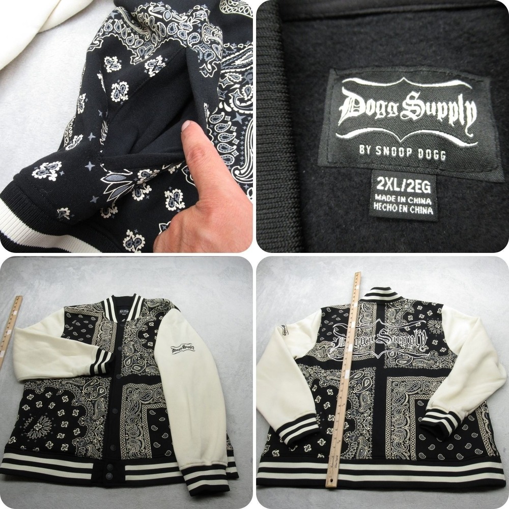 Dogg Supply by Snoop Dogg Jacket Men 2XL Black Bandana Paisley Soft Fleece